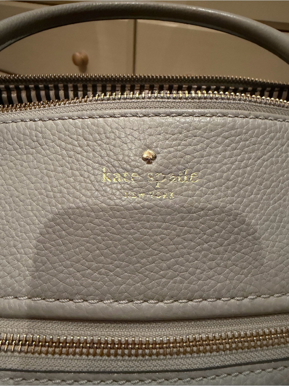 Kate Spade New York Pebbled Leather Satchel – Light Gray/Dove Grey - Picture 5 of 7